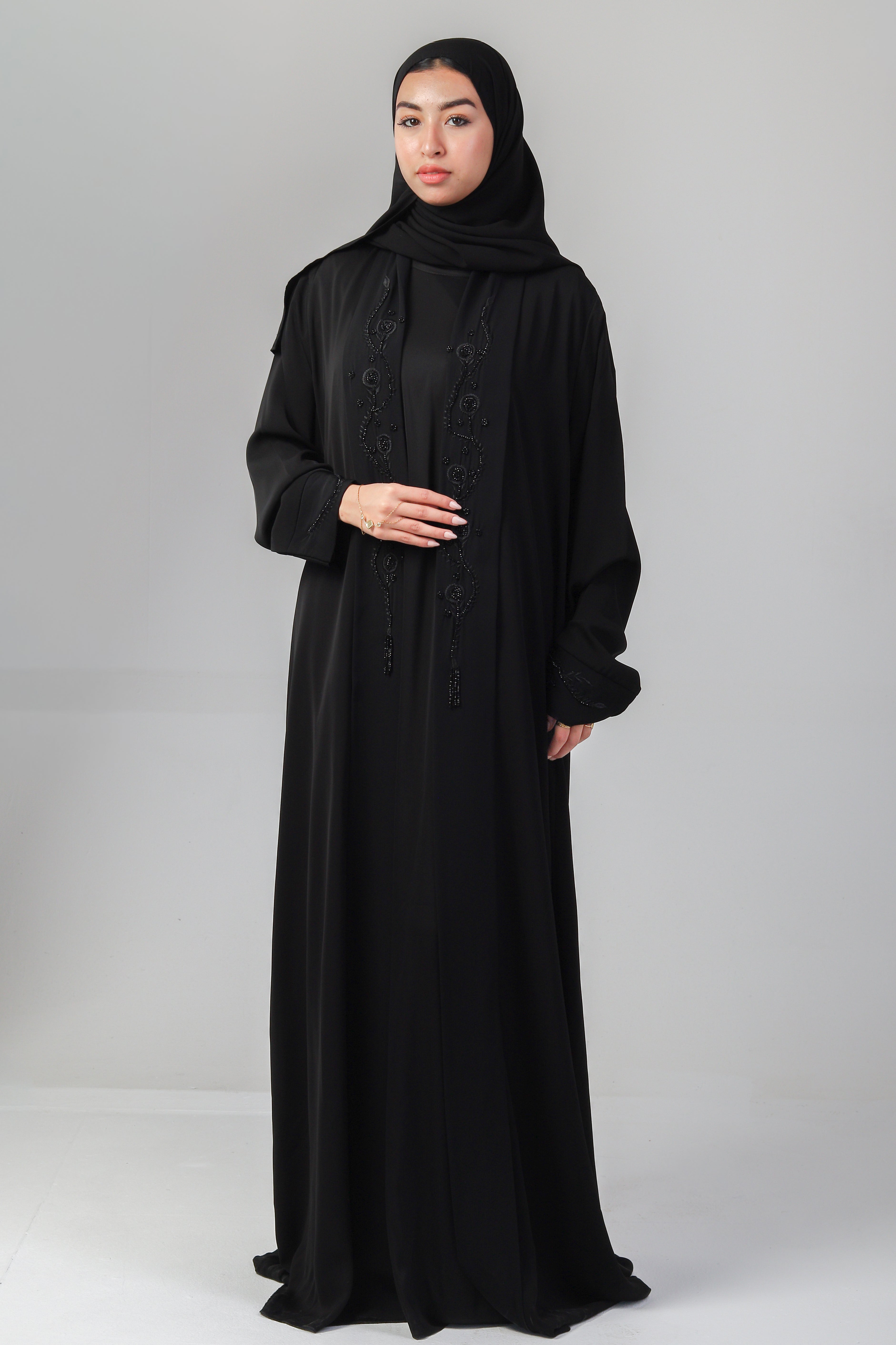 The Delicate Floral Beaded Abaya