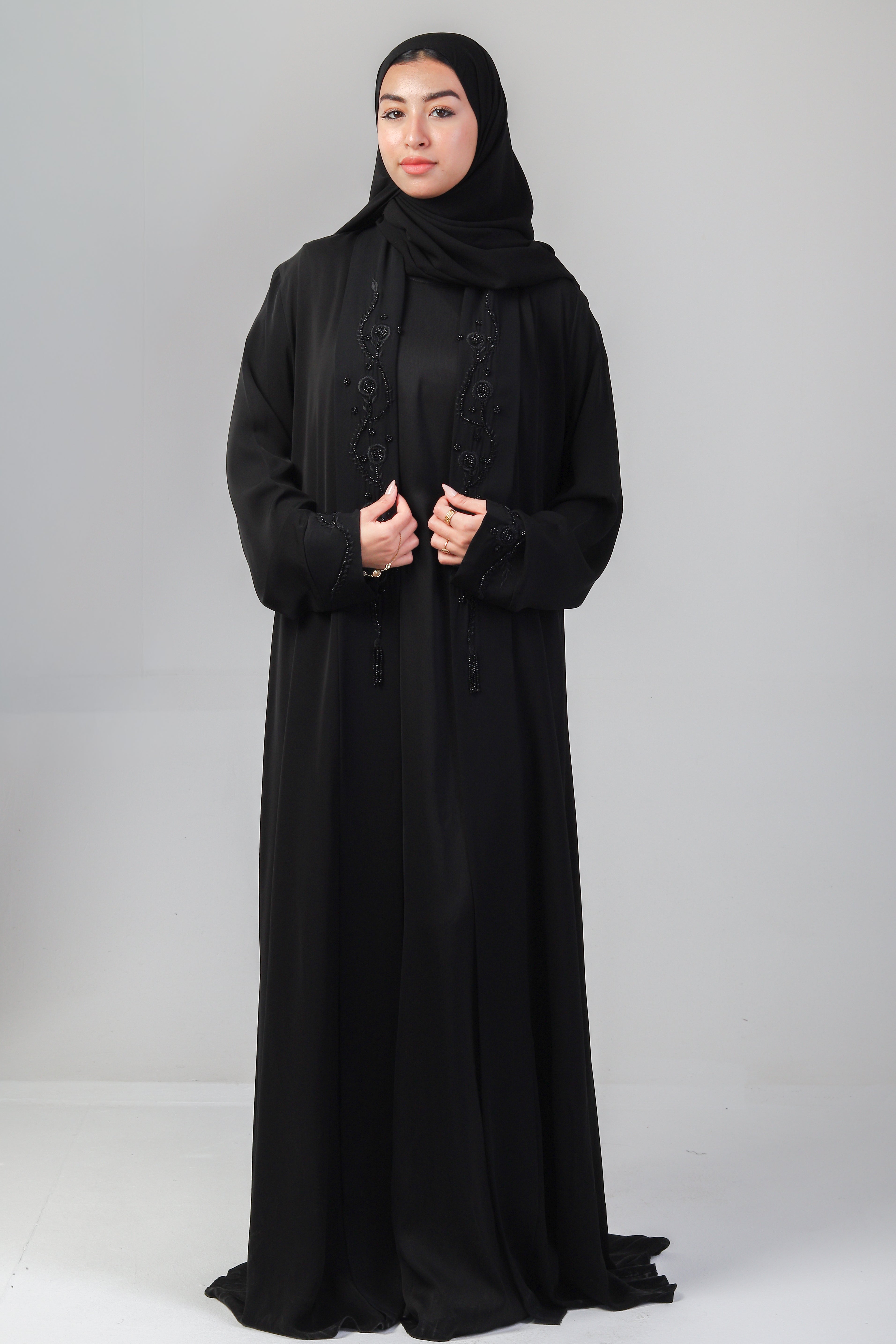 The Delicate Floral Beaded Abaya