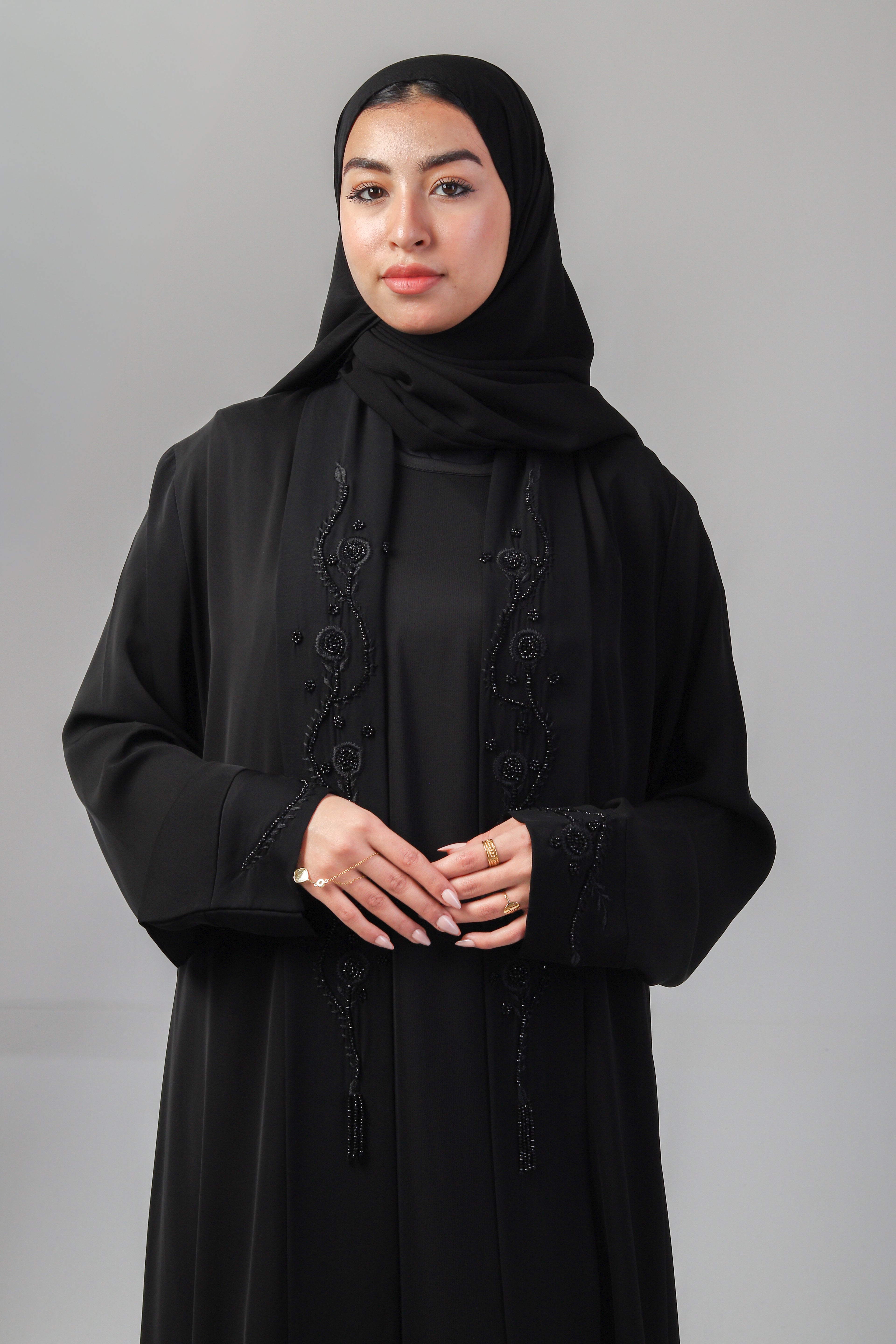 The Delicate Floral Beaded Abaya