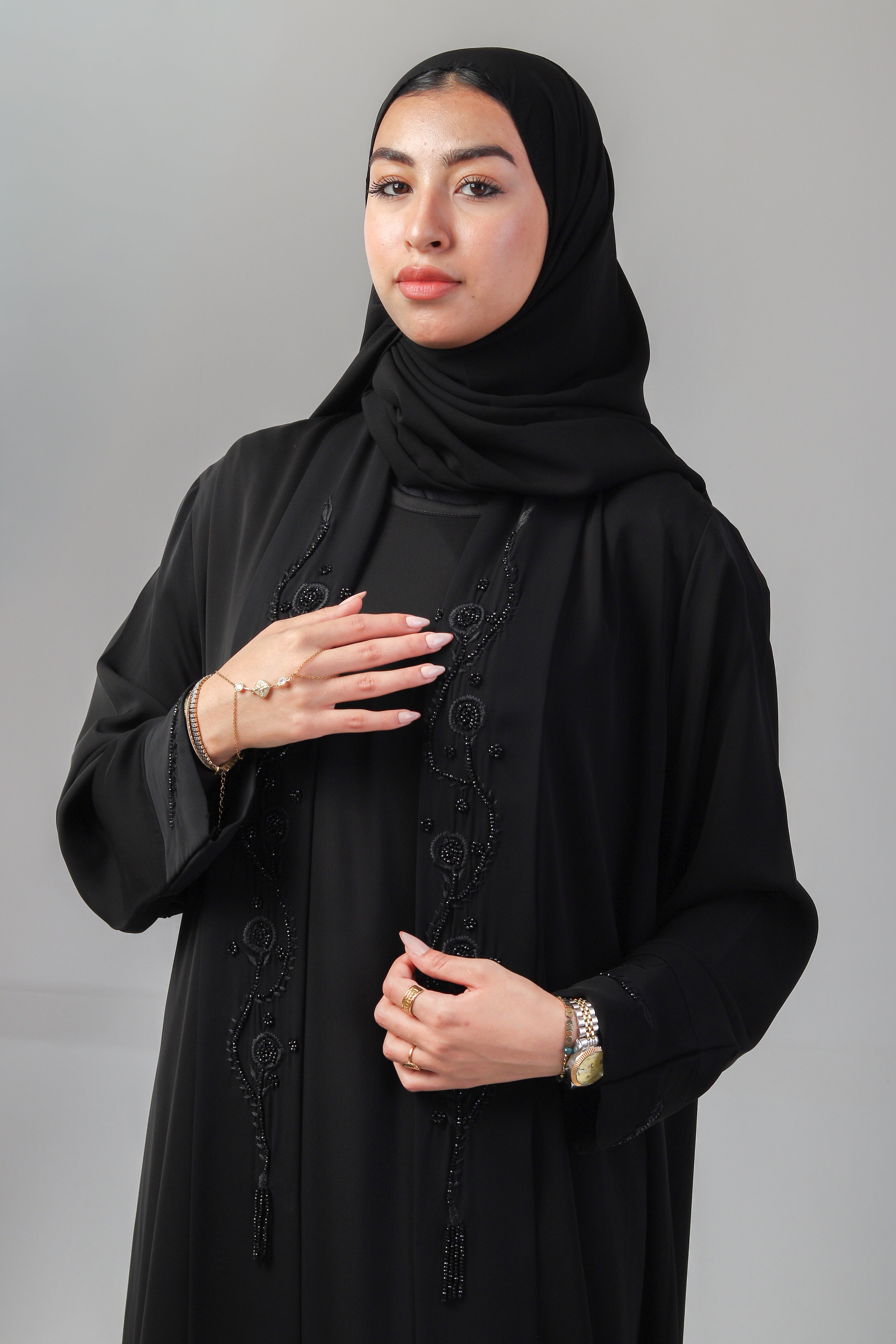 The Delicate Floral Beaded Abaya