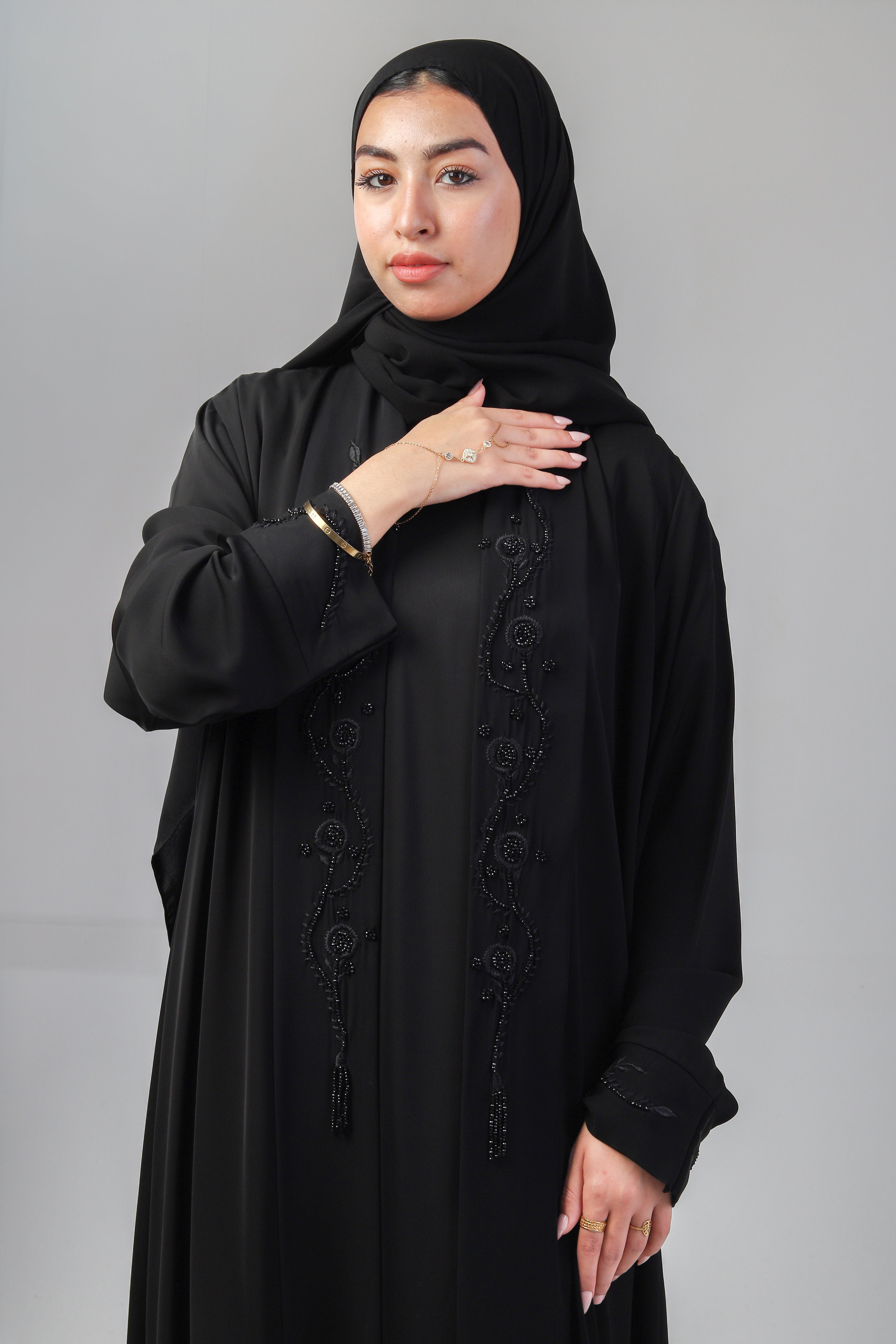 The Delicate Floral Beaded Abaya